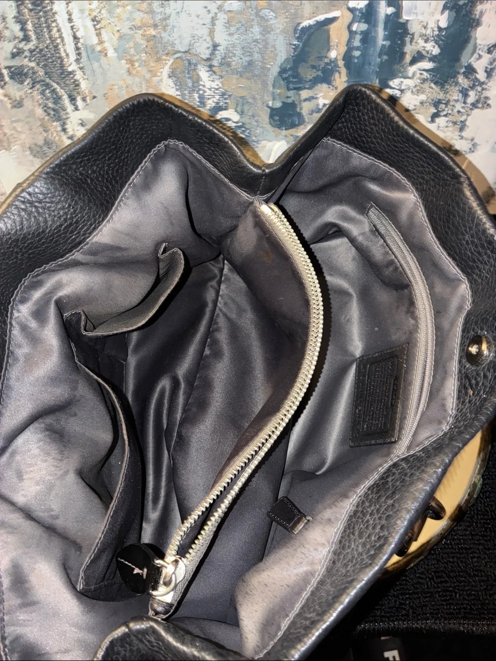 Genuine Coach Black Penelope Pebbled Leather Satchel with Silver Hardware